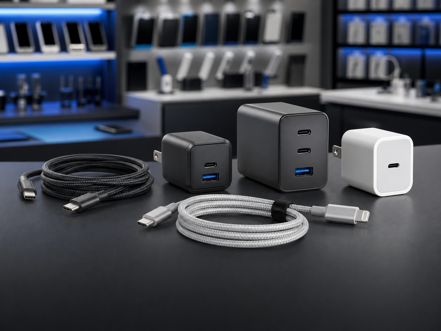Câbles USB-C et chargeurs rapides disponibles chez SAMOBILE